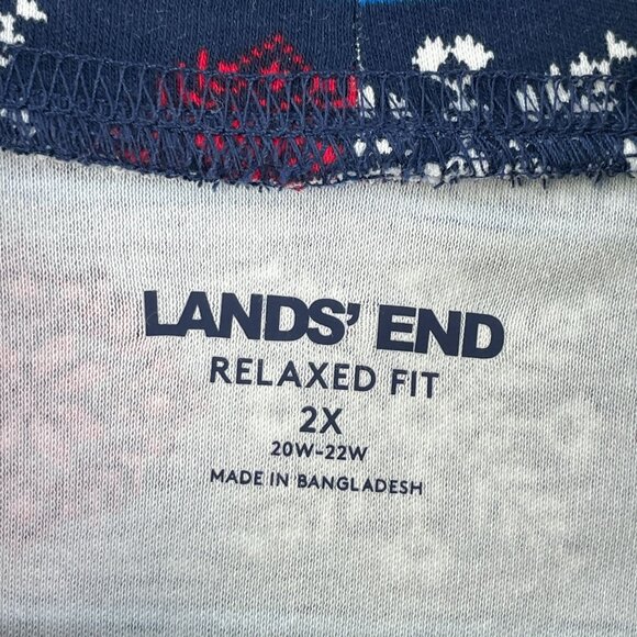Lands End Woman Plus 2X Relaxed Snowflake Mock Neck Cotton Top Holiday Christmas - Picture 3 of 9